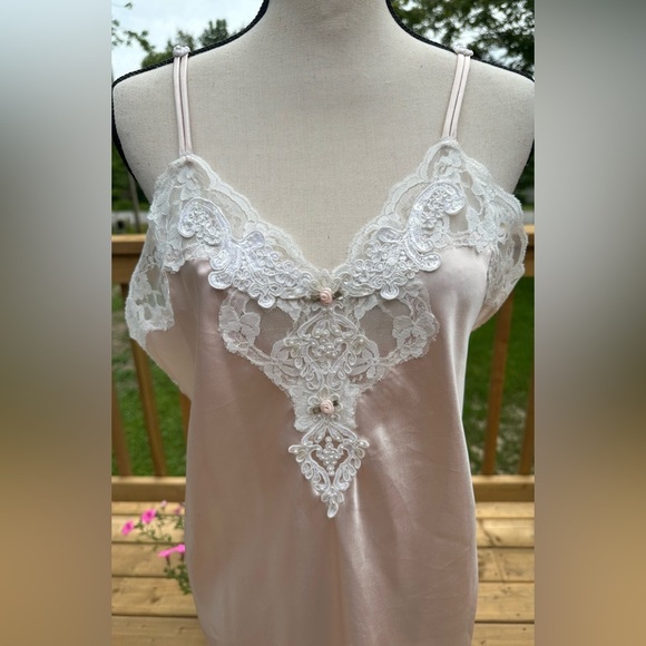 California  Dynasty vintage nude bridal lingerie full slip and robe with lace M - Picture 15 of 16